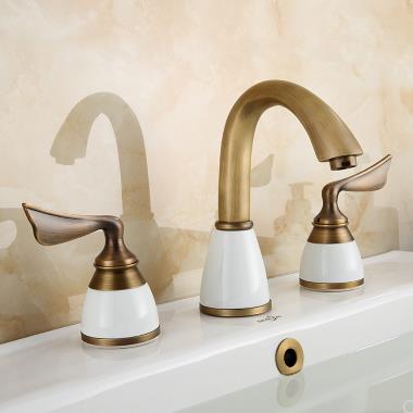 Classic Antique Brass Widespread Bathroom Sink Tap T0452A