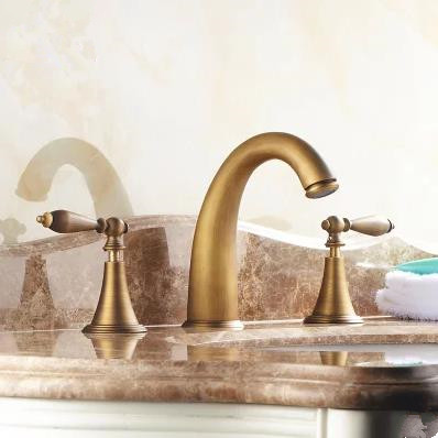 Antique Brass Finish Widespread Bathroom Sink Tap T0453A