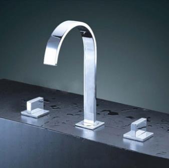 Widespread Contemporary Chrome Bathroom Sink Tap with Pop up Waste T0467 - Click Image to Close