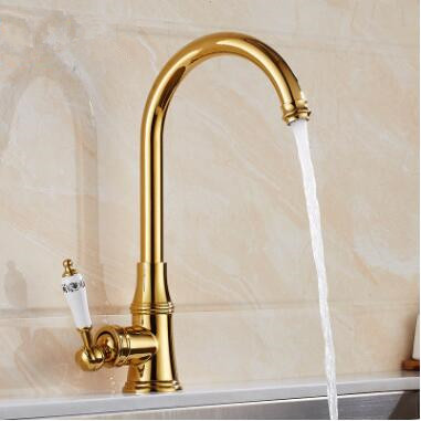 Contemporary Solid Brass Centerset Kitchen Faucet Ti-PVD Finish T0478A