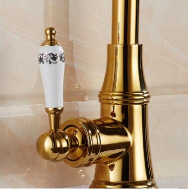 Contemporary Solid Brass Centerset Kitchen Faucet Ti-PVD Finish T0478A - Click Image to Close
