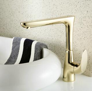 Contemporary Single Handle Centerset Bathroom Sink Faucet Ti-PVD Finish TP0490G - Click Image to Close