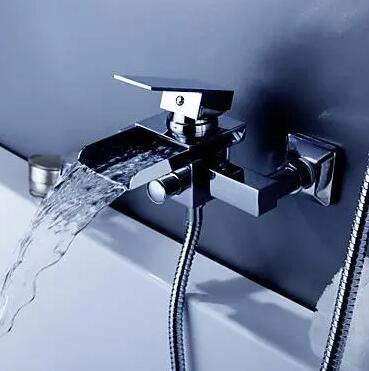 Contemporary Single Handle Wall Mount Waterfall Tub Tap T0510W - Click Image to Close