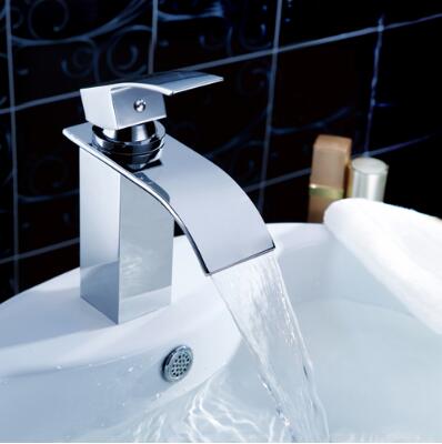 Contemporary Single Handle Waterfall Bathroom Sink Tap T0517