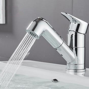 Modern Widespread Pull Out Bathroom Sink Tap (Chrome Finish) T0545