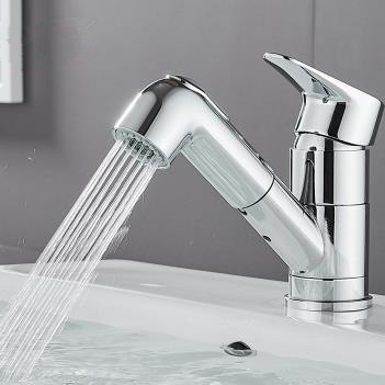 Modern Widespread Pull Out Bathroom Sink Tap (Chrome Finish) T0545 - Click Image to Close