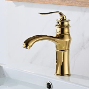 Ti-PVD Finish Contemporary Style Bathroom Sink Tap T0555G - Click Image to Close