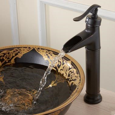 Antique Black Bronze Brass Waterfall Mixer Bathroom Sink Tap T0599BH - Click Image to Close