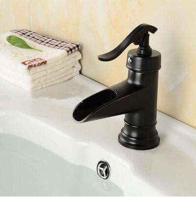 Single Handle Black Bronze Brass Bathroom Sink Tap T0599BM - Click Image to Close