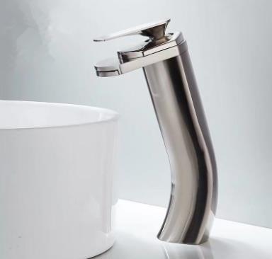 Single Handle Nickel Brushed Centerset Waterfall Bathroom Sink Tap T0701HS
