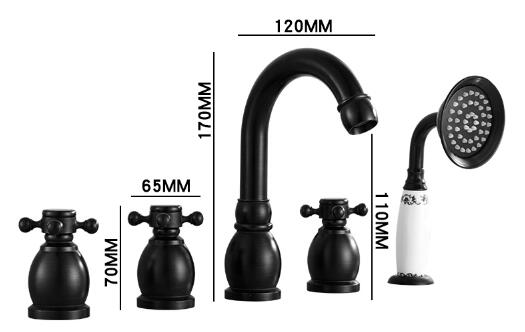 Antique Black Bronze Brass Five-Pieces Bathroom Bathtub Shower Taps T0799B - Click Image to Close