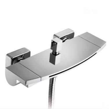 Bathtub Tap Bathroom Waterfall Spout Brass Chrome Finished with Hand Shower T0881 - Click Image to Close