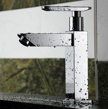 New Style Chrome Square Single Handle Single Cold Water Bathroom Sink Tap T0898F - Click Image to Close