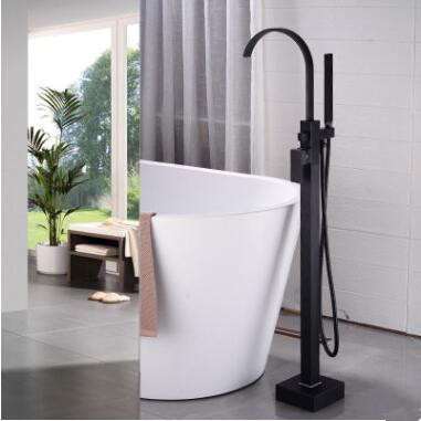 Antique Black Brass Free Standing Bathroom Tub Tap With Hand Shower Bathtub Tap T0990BS - Click Image to Close