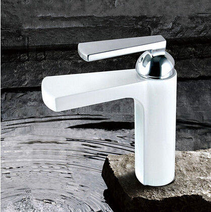 New Brass High Quality Bathroom Mixer Tap White Waterfall Tap T1020W - Click Image to Close