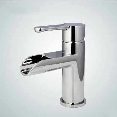 Waterfall Brass Cold and Hot Mixer Bathroom Sink Tap T1021B - Click Image to Close