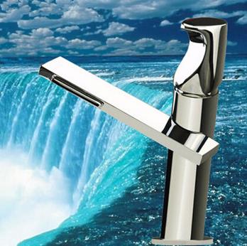 New Style Brass Waterfall Outlet Bathroom Sink Tap Single Handle Mixer Tap T1029C - Click Image to Close