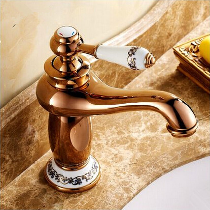 New European Style Mixer Bathroom Sink Tap Rose Gold T1120SA