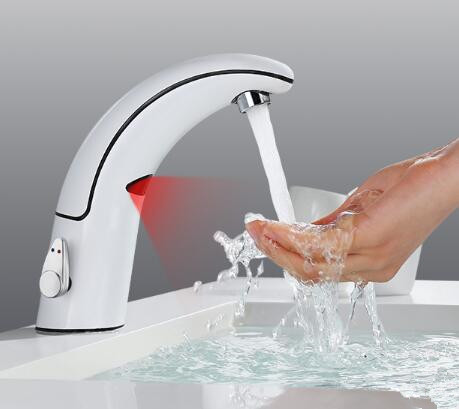 Full-automatic Intelligence Mixer Water White Designed Free Hands Bathroom Sink Tap T1468V - Click Image to Close