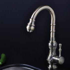 Bronze Single Handle Antique Kitchen Tap (T1705) - Click Image to Close