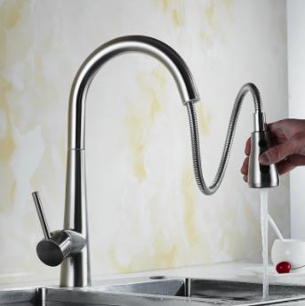 Contemporary Brass Kitchen Tap - Nickel Brushed Finish T1708