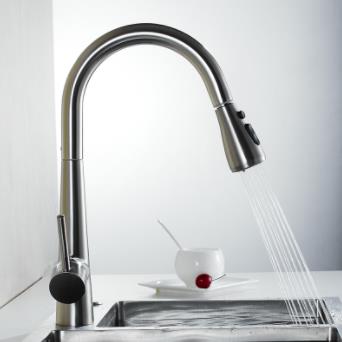 Contemporary Brass Kitchen Tap - Nickel Brushed Finish T1708