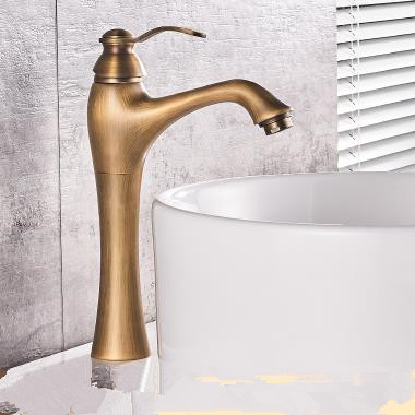 Bronze Single Handle Centerset Antique Bathroom Sink Tap T1715B