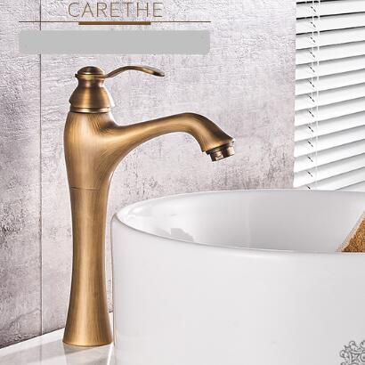 Bronze Single Handle Centerset Antique Bathroom Sink Tap T1715B - Click Image to Close