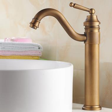 Bronze Single Handle Centerset Antique Bathroom Sink Tap (T1806B)