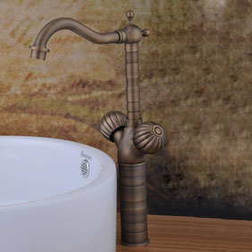 Bronze Double Handle Centerset Antique Bathroom Sink Tap (T1809B)