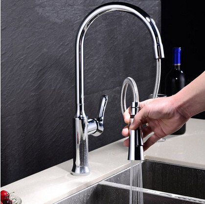 Fashion Art New Pull Out Kitchen Tap Brass Rotatable Mixer Tap T228PH - Click Image to Close