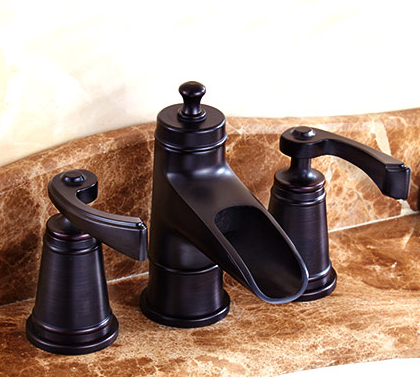 Antique Black Bronze Brass Three-pieces Bathroom Sink Tap T2653H - Click Image to Close