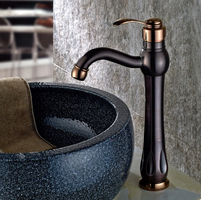 Brown Bronze Brass Single Handle Mixer Water Bathroom Sink Tap T288RB - Click Image to Close