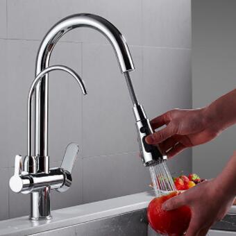 Three Ways Kitchen Taps Chrome Finished Drinking Water Mixer Kitchen Sink Tap T3290C - Click Image to Close