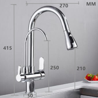 Three Ways Kitchen Taps Chrome Finished Drinking Water Mixer Kitchen Sink Tap T3290C - Click Image to Close