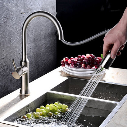 Brass New High Quality Pull Out Kitchen Rotatable Mixer Sink Chrome Tap T329PH - Click Image to Close