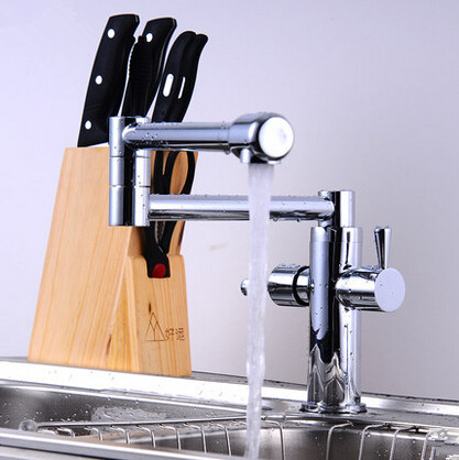 Chrome Two Handles Pull Out Centerset Mixer Kitchen Tap T3686SF