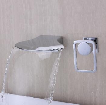 Contemporary Widespread Waterfall Bathroom Sink Tap (Chrome) T6035 - Click Image to Close