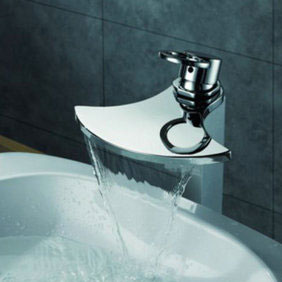 Chrome Finish Brass Waterfall Bathroom Sink Tap T8010