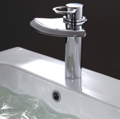 Contemporary Brass Bathroom Sink Tap - Chrome Finish (Tall) T8016H - Click Image to Close