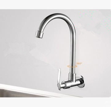 Brass Wall Mounted Kitchen Single Cold Tap Rotatable Kitchen Basin Tap T8402M