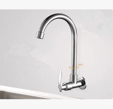 Brass Wall Mounted Kitchen Single Cold Tap Rotatable Kitchen Basin Tap T8402M - Click Image to Close