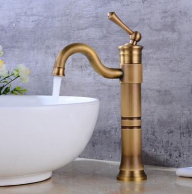 Antique Basin Tap Brass Rotatable Mixer Bathroom Sink Tap High Version TA0115H - Click Image to Close