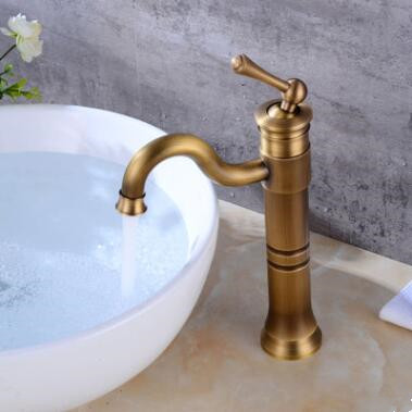 Antique Basin Tap Brass Rotatable Mixer Bathroom Sink Tap High Version TA0115H - Click Image to Close