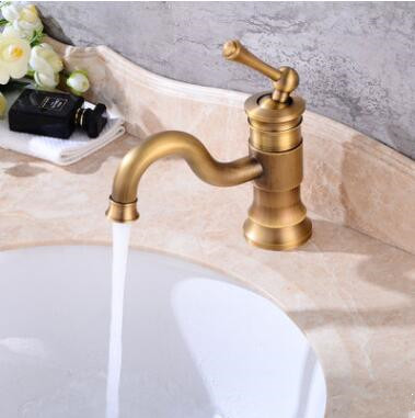 Antique Basin Tap Brass Rotatable Mixer Bathroom Sink Tap TA0115S - Click Image to Close