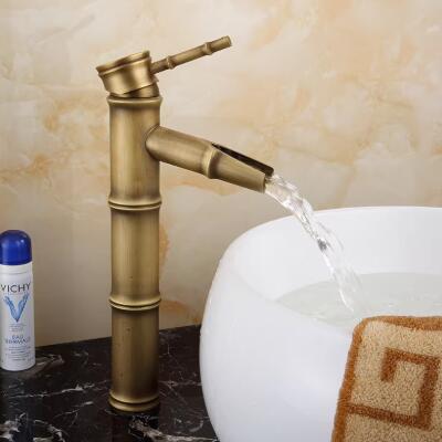 Retro Style Brass Tap, Bathroom Hot And Cold Art Basin, Bamboo Knot Tap, Antique Bathroom Basin Tap TA0121