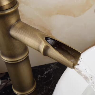 Retro Style Brass Tap, Bathroom Hot And Cold Art Basin, Bamboo Knot Tap, Antique Bathroom Basin Tap TA0121 - Click Image to Close
