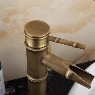 Retro Style Brass Tap, Bathroom Hot And Cold Art Basin, Bamboo Knot Tap, Antique Bathroom Basin Tap TA0121 - Click Image to Close