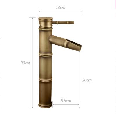 Retro Style Brass Tap, Bathroom Hot And Cold Art Basin, Bamboo Knot Tap, Antique Bathroom Basin Tap TA0121 - Click Image to Close