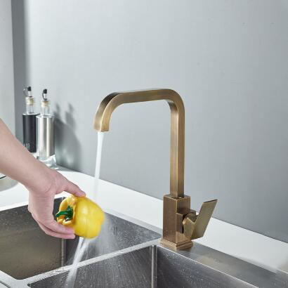Kitchen Taps Brass Kitchen Sink Water Tap 360 Rotate Swivel Tap Antique Bronze Mixer Single Holder TA0128 - Click Image to Close